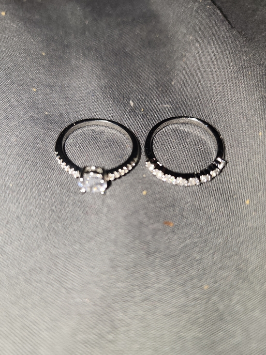 Jewelry - Silver-Tone CZ Solitaire and Pave Stackable Ring Set - White